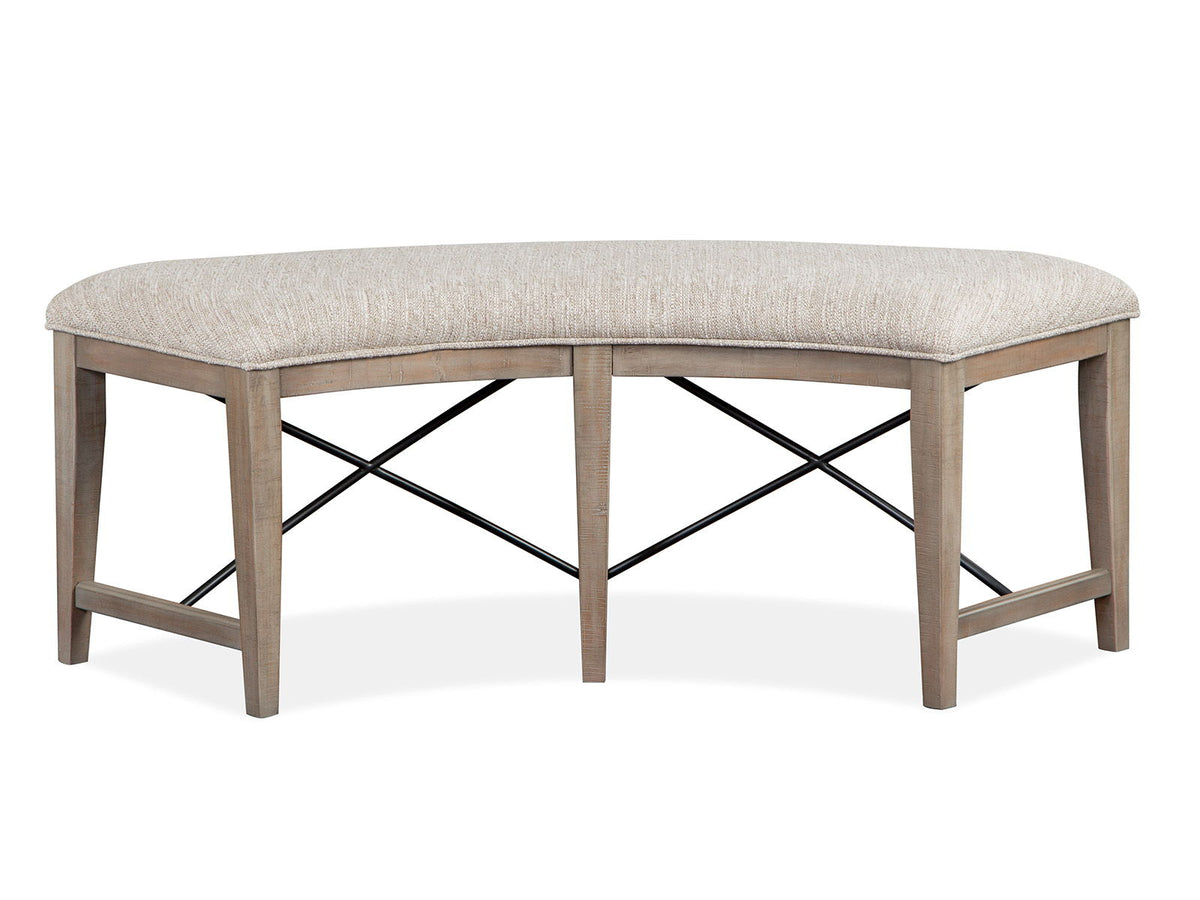 Paxton Place - Curved Bench With Upholstered Seat - Dovetail Gray, photo 2 of 7