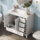 Bathroom Vanity With Ceramic Sink Combo, Abundant Storage Cabinet 2 Soft Close Doors And 5 Drawers by HouseOfZazla