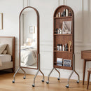 Arched Full Length Mirror with Storage Shelves & Wheels by HouseOfZazla