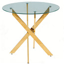 Dining Table With Cross Metal Leg And Tempered Glass, Modern Space Saving Kitchen Table For Living Room by Unique Piece Furniture