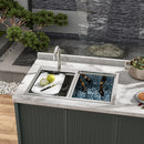 Outdoor Double Bowl Drop In Sink With Workstation - Brushed Nickel by HouseOfZazla