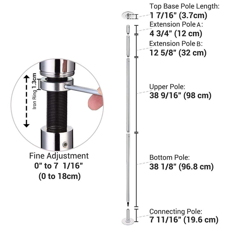 Yescom Spinning Static Removable Dance Pole D45mm 9ft