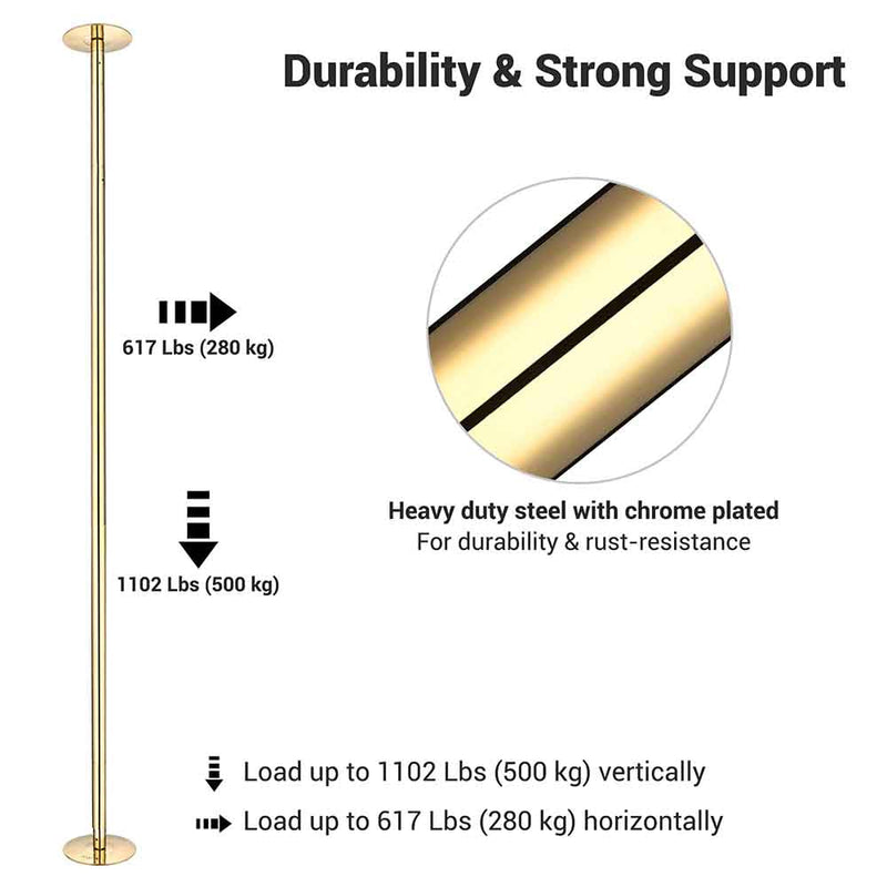 Yescom 10FT Golden Portable Spinning Dance Pole D45mm