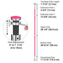 Yescom Silicone Portable Spinning Pole D45mm Ceilling Height Options