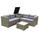 4 Piece Patio Sectional Wicker Rattan Outdoor Furniture Sofa Set With Storage Box by HouseOfZazla