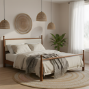 Solid Poplar & Plywood Bed Frame with Upholstered Headboard, King by HouseOfZazla