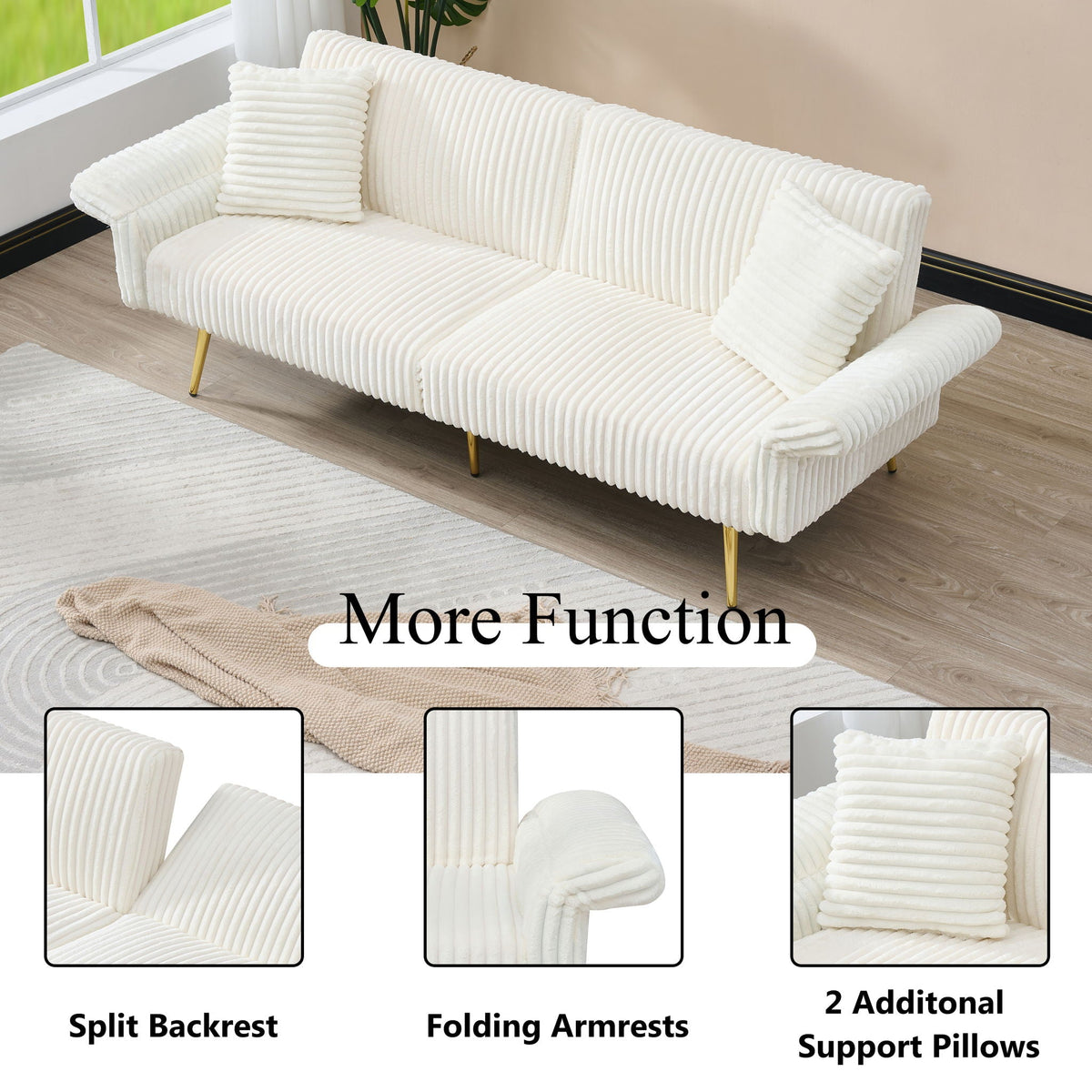 Luxury Foldable Double Sofa Bed With Folding Armrests, photo 5 of 33