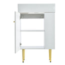 21.6" white Bathroom vanity, Combo Cabinet, Bathroom Storage Cabinet, Single Ceramic Vessel Sink, Right side storage