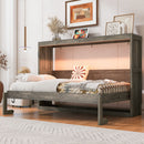 Murphy Bed With LED Light, Foldable Wall Bed Cabinet by HouseOfZazla