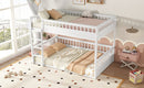 Queen over Queen Bunk Bed with Ladder and Guardrails, White