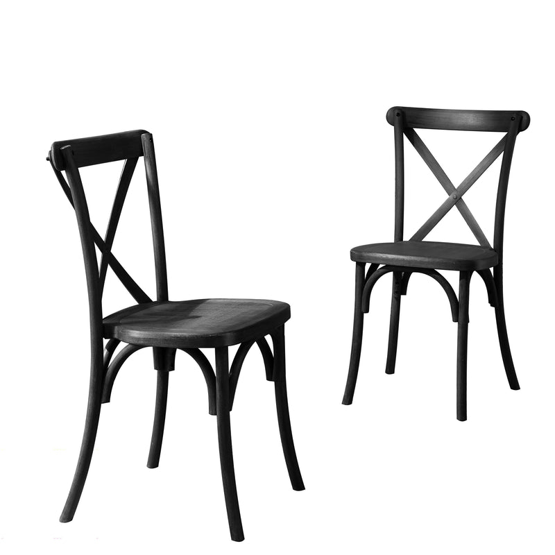 2-Pack Resin Cross Back Chair Waterproof Dining Chair Black