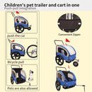 2-in-1 Double 2 Seat Bicycle Bike Trailer Jogger Stroller for Kids Children Foldable Collapsible w/Pivot Front Wheel