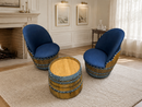Whiskey & Wine Barrel Coffee Table Set — 2 Chairs