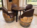 Whiskey & Wine Barrel Steel-Leg Table Set — 4 Chairs, Modern Build