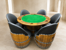 Whiskey & Wine Barrel Lounge Chair — Hidden Storage, Memory Foam, Checkered Gray Upholstery (Limited)