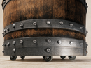 Whiskey & Wine Barrel Reading Chair — Hidden Storage, Red Velvet Upholstery