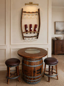 Whiskey & Wine Barrel Stave Trio Rack — Bottle Display, Wall Mount