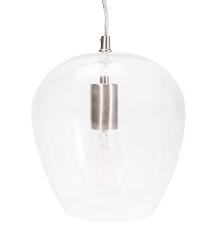 Allen + Roth 8"W 1-Light Bell Mini Pendant Light Fixture by Kichler Brushed Nickel with Clear Glass Shade Finish