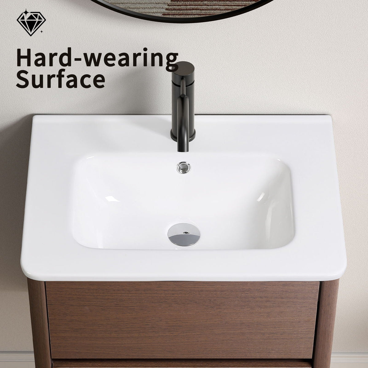 Vessel Sink Top With Overflow Drain - Milk White, photo 3 of 8
