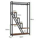 7 Tier Indoor Plant Stand With 5 S-Hooks - Brown / Black by HouseOfZazla