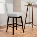Quicksilvered Upholstered Swivel Counter Stool With Wood Legs - Beige by HouseOfZazla