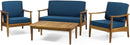 Willowbrook Teak Brown 4-Piece Wood Outdoor Patio Conversation Seating Set by HouseOfZazla