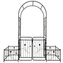 Metal Garden Arch With Gate Wide High Climbing Plants Support Rose Arch Outdoor - Black