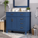 Bathroom Vanity With Ceramic Sink, Soft-Close Doors, 4 Storage Drawers - Blue by HouseOfZazla