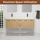 60" Floating Double Sink Bathroom Vanity with Drawers and Doors by HouseOfZazla