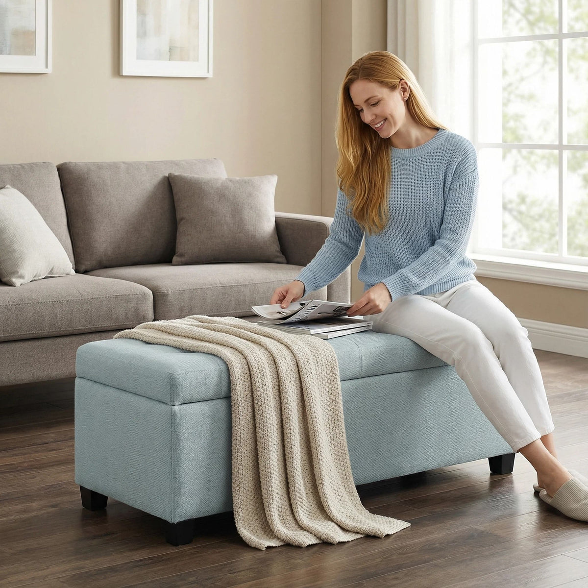 Elegant Tufted Storage Ottoman Bench, photo 4 of 18