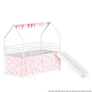 Jack - House Loft Bed With Slide And Curtain Set
