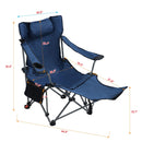 Outdoor Camping Chairs Folding Portable Adjustable Reclining Chair With Side Pockets & Cup Holder - Dark Blue by Unique Piece Furniture