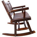 Rustic Outdoor Wood Rocking Bench Double Rocking Chair For 2 Persons With Curved Seat, Porch Rocker - Brown by HouseOfZazla