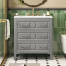 Retro Bathroom Vanity With Sink Combo, Free Standing Single Set With 3 Drawers by Unique Piece Furniture