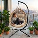 Foldable Hanging Egg Chair with Stand and Cushion by HouseOfZazla