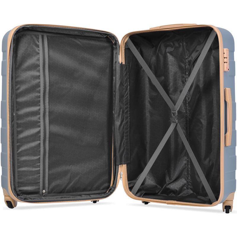 20-Inch Carry-On Luggage with Expandable Travel Bag Set, ABS Hard Shell Two-piece suitcase set, light blue