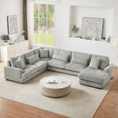 U - Shaped Sectional Sofa With Chaise Lounge, Oversized Living Room Sofa - Gray by HouseOfZazla