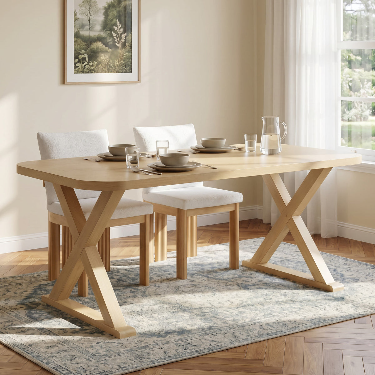 Natural Oak Veneer Dining Table, photo 2 of 10