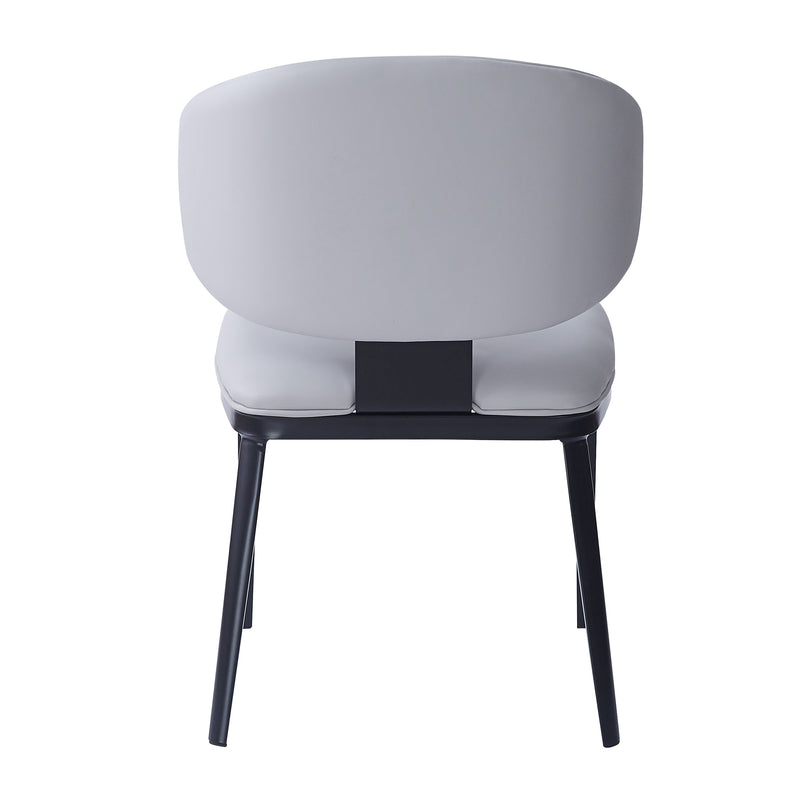 7-Piece Modern Dining Set with Wood, Faux Leather, and Metal Frame Gray+Black+Natural Finish