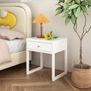 Nightstand With Drawer - Minimalist White Bedside Table