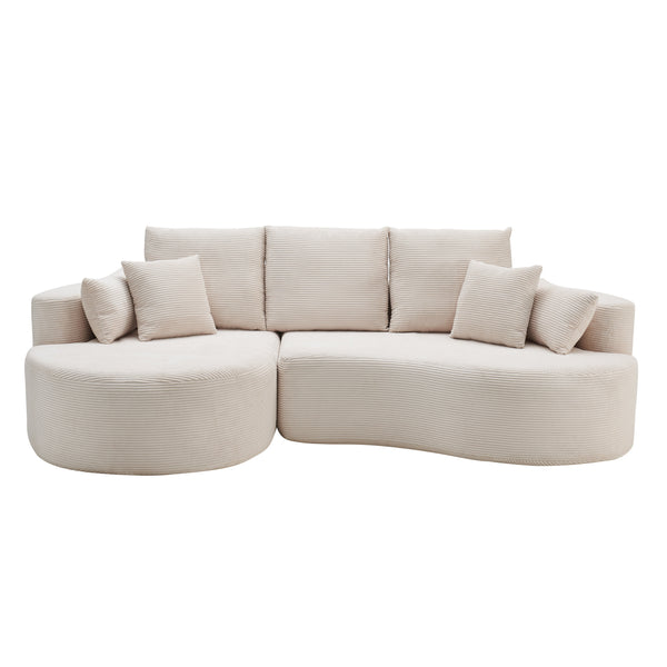 106 Inch 2-Piece Fabric Cloud Curved Sectional Sofa with Chaise - Corduroy, photo 2 of 5