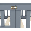 Twin Size Bed Floor Bed with Safety Guardrails and Door for Kids, Gray