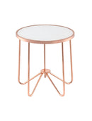 Alivia Frosted Glass & Rose Gold Round Table by HouseOfZazla