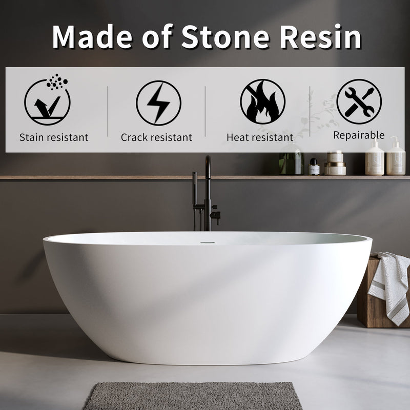 55" Solid Surface Matte Tub - Freestanding Soaking Bathtub, photo 2 of 10