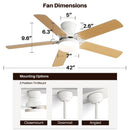 Modern Ceiling Fan With 3 Color Dimmable Light 5 Blades Remote Control Reversible Dc Motor - White by HouseOfZazla