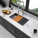 Workstation Kitchen Sink 30" X 18" X 10" Single Bowl Undermount 16 Gauge - Gunmetal Black by HouseOfZazla