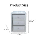 3-Drawer Mirrored Nightstand Bedside Table