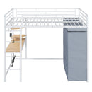 Loft Bed With Desk, Shelves, Power Outlet, LED Light And Wardrobe by Unique Piece Furniture