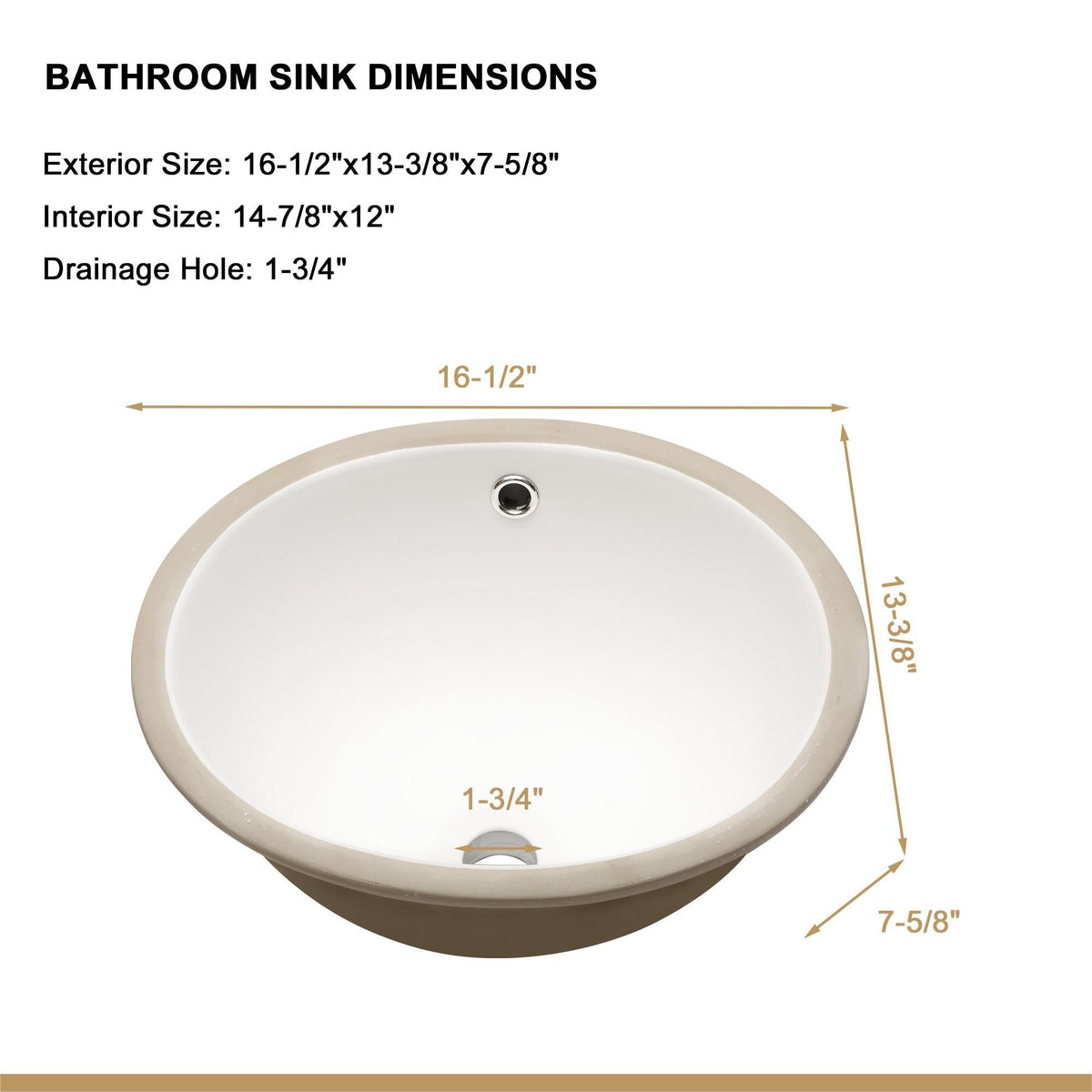 Elegant Ceramic Oval Undermount Bathroom Sink With Overflow, photo 5 of 20