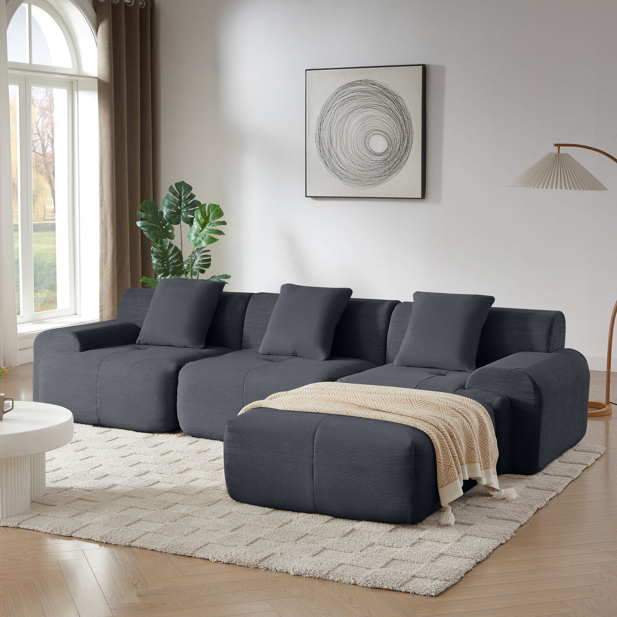 L Shaped Modular Sectional Sofa And Movable Ottoman, photo 3 of 20